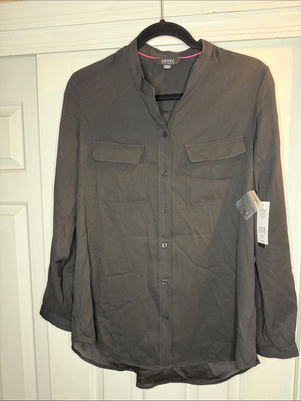 IMNYC Women's Black Button-Down Utility Shirt